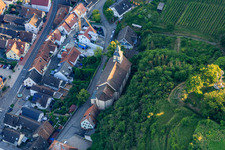 Aerial view of Parish Church of the Assumption of Mary in the district Wasenweiler in Ihringen in the state Baden-Wuerttemberg, Germany