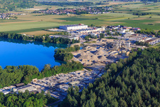 Rimsinger Baggersee / Niederrimsingen gravel pit with Betonwerk Müller GmbH & Co. KG, P & S-Beton GmbH & Co. KG and H+H Kalksandstein GmbH in the district Oberrimsingen in Breisach am Rhein in the state Baden-Wuerttemberg, Germany