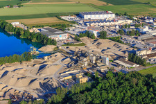 Rimsinger Baggersee / Niederrimsingen gravel pit with P & S-Beton GmbH & Co. KG, Birkenmeier Stein + Design GmbH and H+H Kalksandstein GmbH in the district Oberrimsingen in Breisach am Rhein in the state Baden-Wuerttemberg, Germany