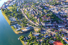 City view on the banks of the Rhine from the southwest in Breisach am Rhein in the state Baden-Wuerttemberg, Germany