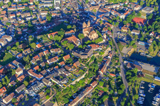 Aerial view of Breisach Minster St. Stephen from the northeast in Breisach am Rhein in the state Baden-Wuerttemberg, Germany