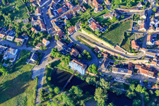 Long path with vineyard in the city and museum of city history in Breisach am Rhein in the state Baden-Wuerttemberg, Germany