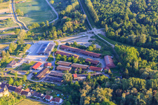 Plonweg industrial estate with MST-Landtechnik, Karl Schies GmbH and Roger Bühner motorcycle dealership in the district Burkheim in Vogtsburg im Kaiserstuhl in the state Baden-Wuerttemberg, Germany