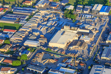 Tullastraße industrial area with Lithonplus GmbH & Co. KG in Wyhl am Kaiserstuhl in the state Baden-Wuerttemberg, Germany