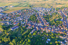 Aerial photograpy of Overview of the town from the west in the district Oberhausen in Rheinhausen in the state Baden-Wuerttemberg, Germany