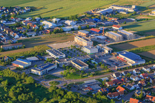 Commercial area with community center Rheinhausen, care in the Generationshaus St. Josef | The Sisters' Association and REWE in the district Oberhausen in Rheinhausen in the state Baden-Wuerttemberg, Germany