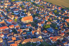 Parish Church of St. John the Baptist and cemetery in the town center in Ringsheim in the state Baden-Wuerttemberg, Germany