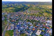 View from the southwest with DEICHMANN and Berenz IT-Service GmbH in Ettenheim in the state Baden-Wuerttemberg, Germany