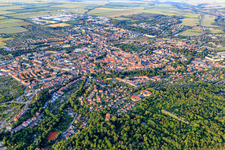 Aerial photograpy of City view from the southwest in Aschersleben in the state Saxony-Anhalt, Germany