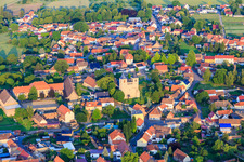Aerial photograpy of Church on Kirchberg in the district Frose in Seeland in the state Saxony-Anhalt, Germany