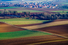 View of the town from the northwest in Freckenfeld in the state Rhineland-Palatinate, Germany