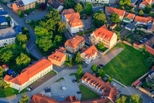 Aerial view of Domain and elementary school Prinzenhaus in the district Hoym in Seeland in the state Saxony-Anhalt, Germany