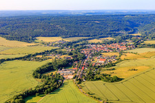 Village view from the north in the district Meisdorf in Falkenstein in the state Saxony-Anhalt, Germany