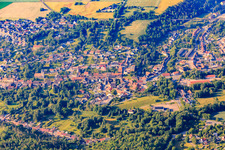 Aerial photograpy of View from the north in the district Leimbach in Mansfeld in the state Saxony-Anhalt, Germany