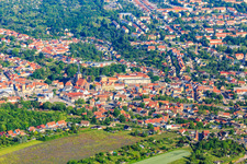 City center from the southeast in Hettstedt in the state Saxony-Anhalt, Germany
