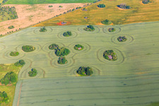 Ice Age kameshügel form uncultivable gaps in the fields in the district Arnstedt in Arnstein in the state Saxony-Anhalt, Germany