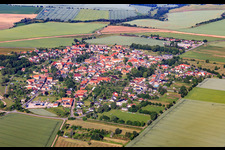 Village overview from the east in the district Quenstedt in Arnstein in the state Saxony-Anhalt, Germany