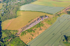 Devil's Wall (Königstein) in the district Weddersleben in Thale in the state Saxony-Anhalt, Germany from the plane