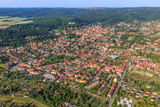 Historic city center from the northeast in Blankenburg in the state Saxony-Anhalt, Germany
