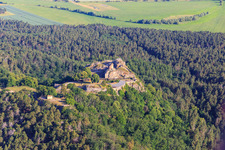 Regenstein Castle and Fortress in Blankenburg in the state Saxony-Anhalt, Germany viewn from the air
