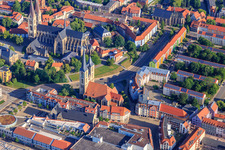 Fish market and St. Martini Church on Matiniplan in the district Diocese Halberstadt in Halberstadt in the state Saxony-Anhalt, Germany