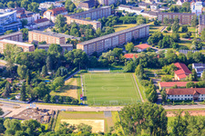 Football pitch at the vocational school in Quedlinburg in the state Saxony-Anhalt, Germany