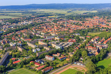Prefabricated housing estate on Kastanienstr in Quedlinburg in the state Saxony-Anhalt, Germany