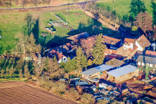 Drone image of Schaidter Mill in the district Schaidt in Wörth am Rhein in the state Rhineland-Palatinate, Germany