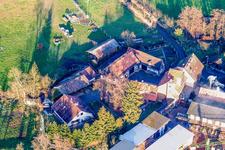 Schaidter Mill in the district Schaidt in Wörth am Rhein in the state Rhineland-Palatinate, Germany from a drone