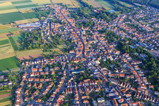 City view with main street from the east in the morning in Bellheim in the state Rhineland-Palatinate, Germany
