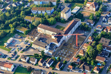 Aerial view of Construction site for the expansion of the Asklepios Südpfalzklinik Kandel in Kandel in the state Rhineland-Palatinate, Germany