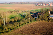 Schaidter Mill in the district Schaidt in Wörth am Rhein in the state Rhineland-Palatinate, Germany seen from above