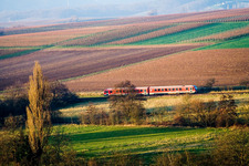Station railway and regional train of the Deutsche Bahn in Oberhausen in the state Rhineland-Palatinate
