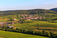 Aerial view of Wine town from the east in the district Gleiszellen in Gleiszellen-Gleishorbach in the state Rhineland-Palatinate, Germany