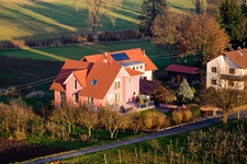 Aerial view of Oberdorfstr in Oberhausen in the state Rhineland-Palatinate, Germany