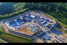 Construction site for the new correctional facility Rottweil in Rottweil in the state Baden-Wuerttemberg, Germany out of the air