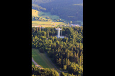Aerial view of German Air Traffic Control radar tower at Wißen Kreuz in Gosheim in the state Baden-Wuerttemberg, Germany
