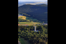 Aerial photograpy of German Air Traffic Control radar tower at Wißen Kreuz in Gosheim in the state Baden-Wuerttemberg, Germany