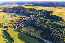 Village view from the southeast in the district Gößlingen in Dietingen in the state Baden-Wuerttemberg, Germany