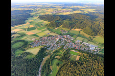 Aerial view of Village view from the west in the district Heiligenzimmern in Rosenfeld in the state Baden-Wuerttemberg, Germany