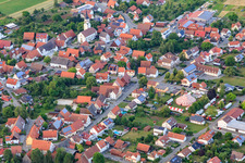 Village view from the southwest with circus tent in the district Ostdorf in Balingen in the state Baden-Wuerttemberg, Germany