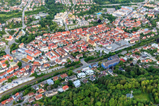City center with town church on the market square in Balingen in the state Baden-Wuerttemberg, Germany