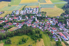Village view from the east with St. Verena Church in Dautmergen in the state Baden-Wuerttemberg, Germany