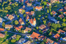 Church and Evangelical Kindergarten "Schwalben-Nest" in the village center in the district Weiler in Königsfeld im Schwarzwald in the state Baden-Wuerttemberg, Germany