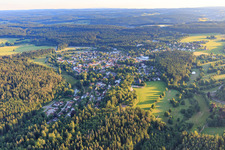 Aerial view of View of the town from the northeast in Königsfeld im Schwarzwald in the state Baden-Wuerttemberg, Germany