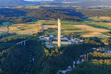 TK Elevator test tower from the west in the evening in Rottweil in the state Baden-Wuerttemberg, Germany