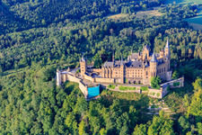 Hohenzollern Castle from the north in the district Boll in Hechingen in the state Baden-Wuerttemberg, Germany