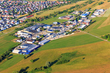 Siemensstraße industrial area from the north with ESC GmbH, Techso GmbH and SF Schmid GbR Garden and Landscape Construction in Geislingen in the state Baden-Wuerttemberg, Germany