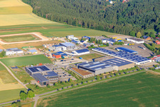 Industrial area from the east with Solera GmbH, AERO-LIFT Vakuumtechnik GmbH and grashobber GmbH in the district Binsdorf in Geislingen in the state Baden-Wuerttemberg, Germany