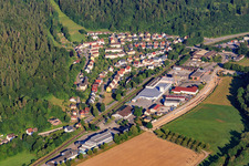 Village view in the Neckar Valley from the east with Kurt Allert GmbH + Co. KG in the district Altoberndorf in Oberndorf am Neckar in the state Baden-Wuerttemberg, Germany